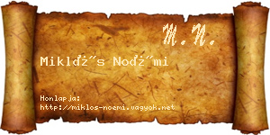 Miklós Noémi névjegykártya